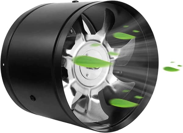 Ventilationsfläkt Ø 100mm, Utsugsfläkt, Kanalfläkt, Axial Utsug Inline Kanal för Badrum, Toalett, Tält, Garage, Kök, Växthus (Svart - Ø