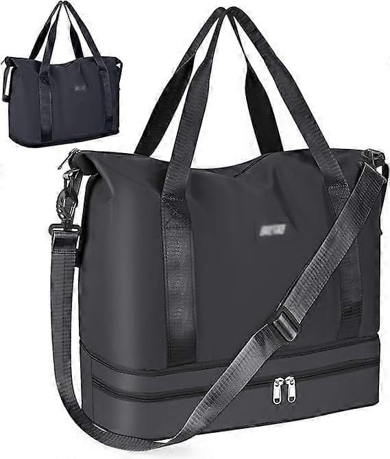 Resväska, 29L Weekendväska med Trolleyfodral, Torr & Våt Separerad Sport Gymväska Vattentät Väska Kabinväska för Kvinnor Män Tote Bag