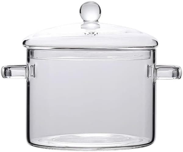 Värmebeständig glaskastrull med lock - 1900 ml spis för pasta, soppa, mjölk och barnmat - Säker och hållbar