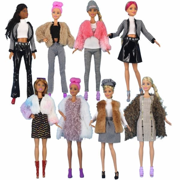 8 st 30 cm Barbie docka kläder, trendig tröja jacka och sjal
