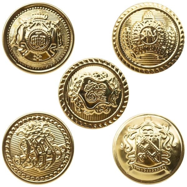 Knappset i mässing 25 mm 3D vintage guldknappar för kavajer (guld 50 stycken)