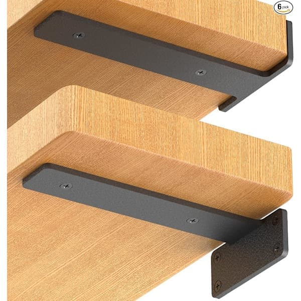 2-pack Flytande Hyllkonsoler, 15 cm Kraftiga Industriella Hyllkonsoler, Svarta Metall L-Konsoler för Hyllstöd D