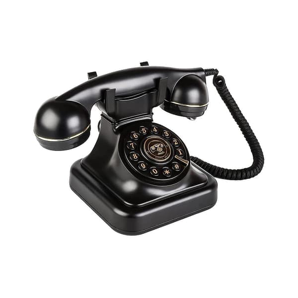 Retro Fasttelefon, gammaldags vintage fasttelefoner med klassisk metallklocka retro telefon