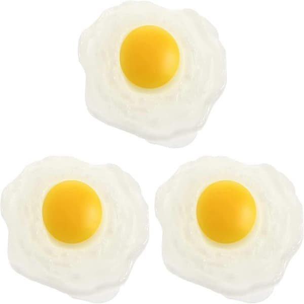 3 st Fried Egg Leksak, Mjuk Konstgjord Stekt Ägg Falskt Stekt Ägg för Barn Låtsasmat eller Skämtleksak