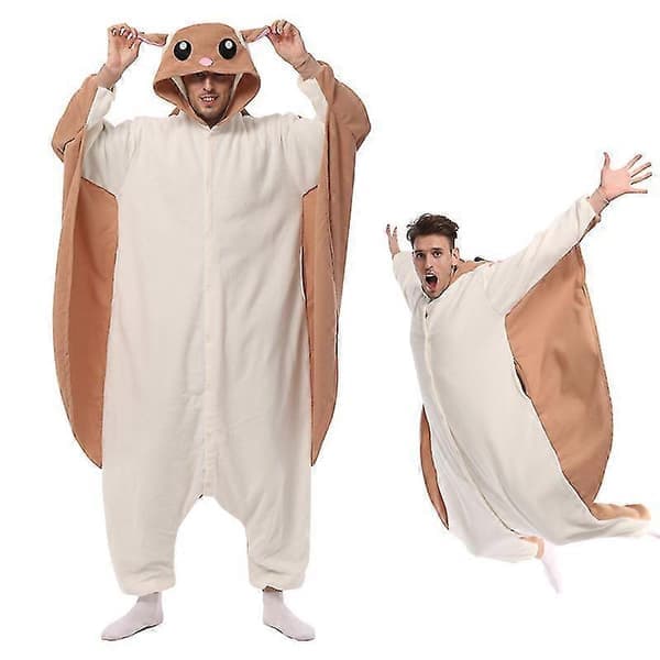 Eleimos Halloween Flygande Ekorre Onesie för Kvinnor Män Vuxna Djur Kigurumis Pyjamas Cartoon Pyjamas Hemkläder Cosplay Kostym Hög Kvalitet