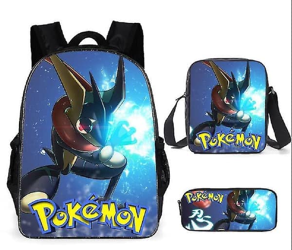Fick-Pikachu 3-delat set skolväska ryggsäck