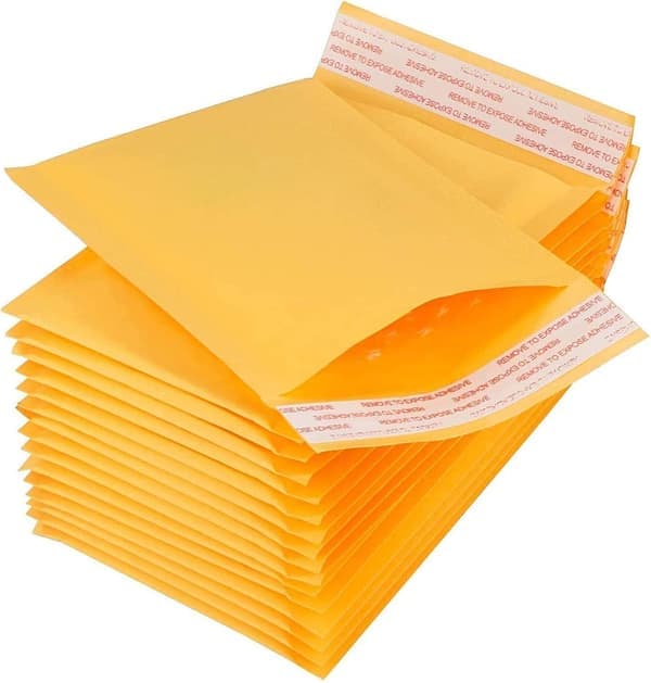 100 bubbelkuvert 4,7 x 7,7 tum/12 x 19,5 cm - Vadderade kuvert - Gul, Kraft