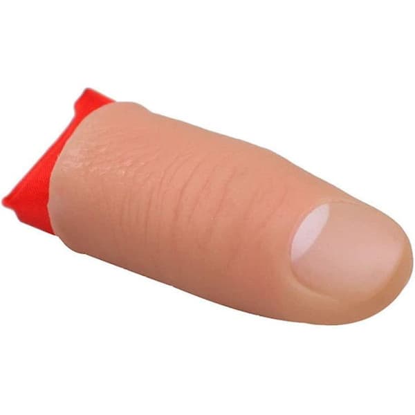 Magisk tumspets trick finger gummi närbild försvinner och visas näsduk trick rekvisita
