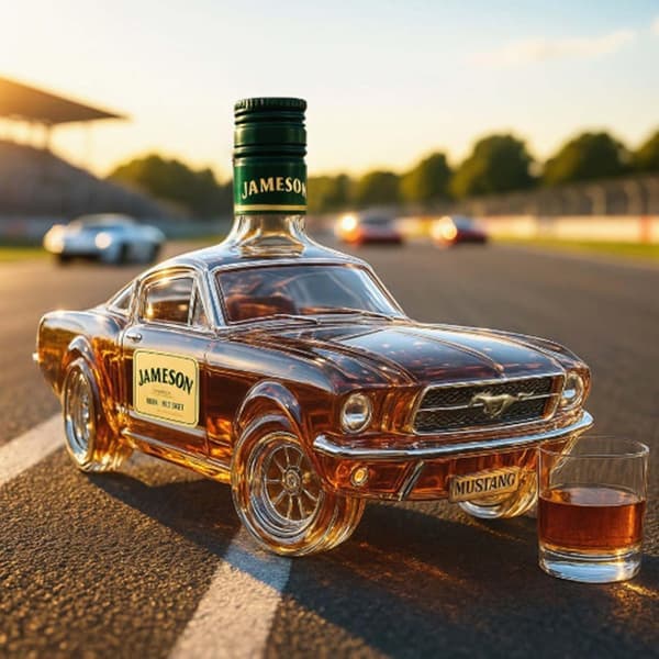 Bil Whiskyflaska, Bilformad Ny Glas Whiskey Karaff Set Vildhäst Whiskey Karaff Flaska Spritdispenser Wisky