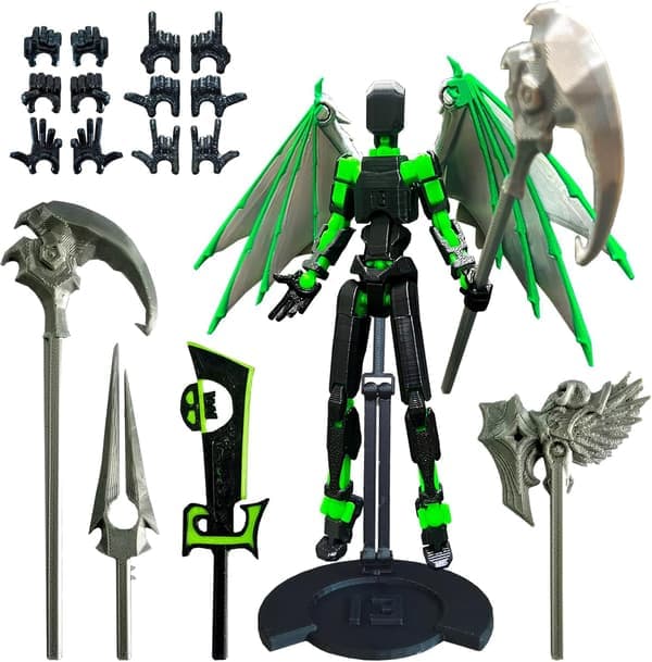 T13 Demon Actionfigur med flera tillbehör, förmonterad Titan 13 skrivbordsdekoration, 3D-tryckt flerledat dummy 13 figur med fäste