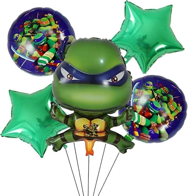 5 st Ninja Turtle Folieballongset Festtillbehör Födelsedagsdekoration