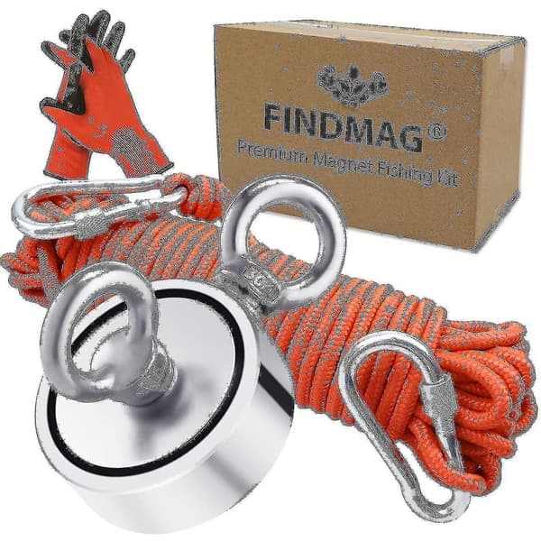 Aespa magnetisk fiskeset, 300 kg stark dragkraft fiskemagnet, neodymium rund magnetfiske med dubbelsidiga ringar, för hämtning i R