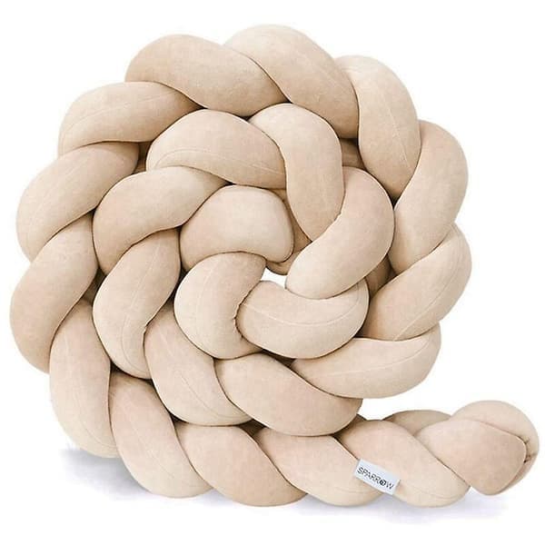 Enkelsängs spjälskydd, bomullsbebisdyna, perfekt resesäng, bebis sammet kudde, beige, 2m