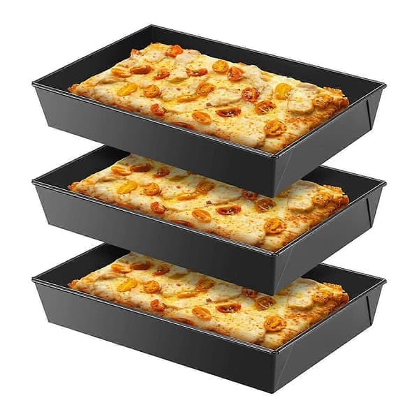 3 st Detroit Style Pizzapanna Hårda Rektangulära Pizzapannor