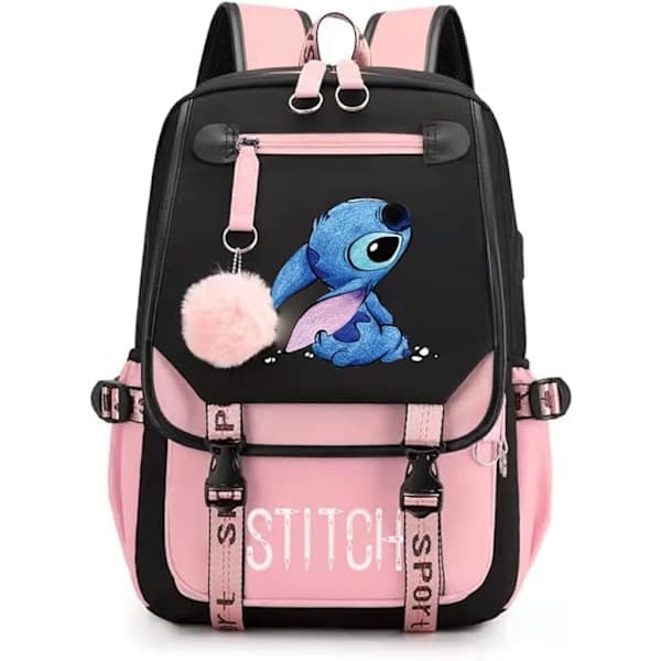 Skolryggsäck för flickor Stor Kapacitet Stitch Ryggsäck Casual Rosa, Multicolor{EE}