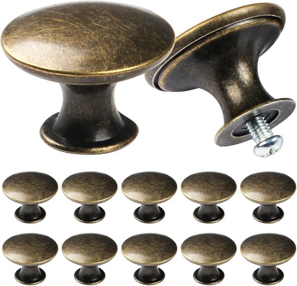 Chic Vintage Skåpknoppar, Antik Stil Kökshandtag, Runda Möbeldörrknoppar, Brons (12 st)