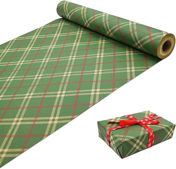 Rullpaket Presentpapper, 50CM x 70CM Stor Rulle Julpapper Štervinningsbart Kraftpapper för Julinslagning Fest, Kvadrat