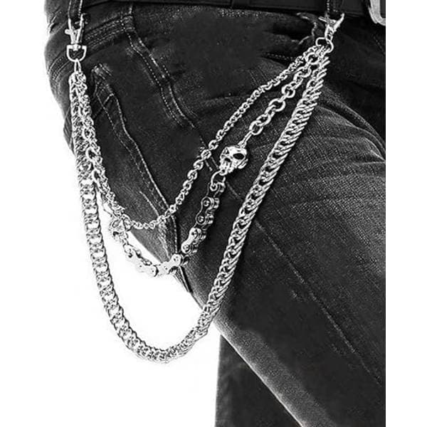 Byxkedja Mode Hip Hop Gotisk Punk Byxkedja Jeans Plånbokskedja för Män Silver