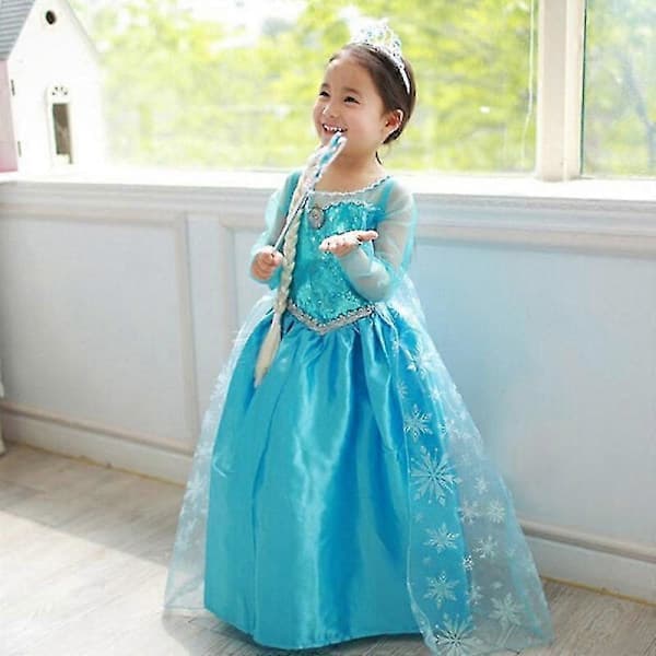 Fryst Elsa Cosplay Klänning 3-8 Šr Flickor Festklänningar Kostym Jul Fest Maskeradklänning