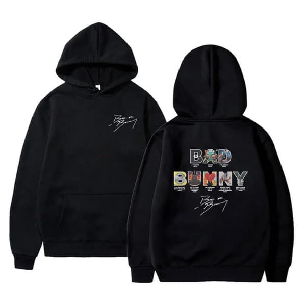 Rapper Bad Bunny Tryckt Casual Hoodie Unisex Långärmad Tröja