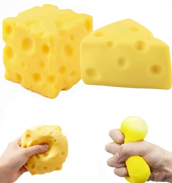 2-Pack Soft Yellow Cheese Squishy - 5/7 cm Slow Rising Stress Toy, Sensory Squeeze Ball & Decompression Toy for Kids & Adults