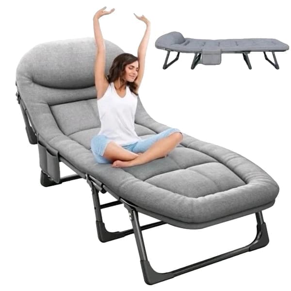 Soffa med vilstol, klarar upp till 150 kg, justerbara lutande positioner, hopfällbar sängdesign med madrass