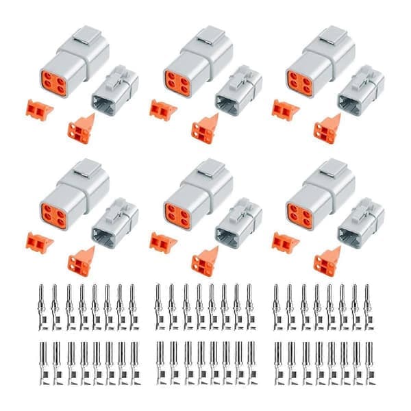 72 st Deutsch DTP Kontaktdon Kit 4-Pin Vattentäta Fordonskontakter 6 Set med Storlek 12 Stämplade Kontakter Gauge_Billiga Gåvor