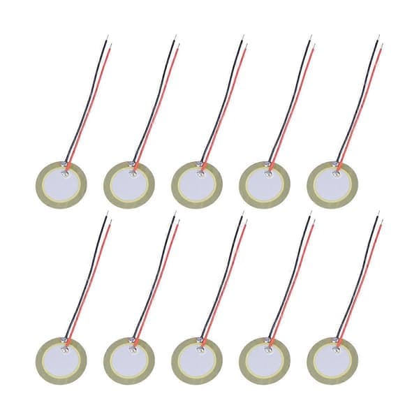 10 st 20mm Piezo Disk Membran Element Summer Kopparplåt Piezoelektriska Keramiska Chip med Ledningar