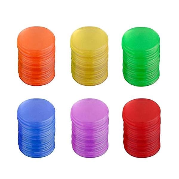 300 st plastbrickor Pro Count Bingo Chips Markers för Bingo Game Cards Speltillbehör (blå + röd + gul + grön + lila + orange Varje 50 st)
