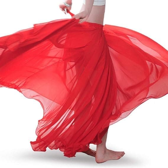 Kjol Längd 85cm Magdans Kjol Magdans Kostym Kvinnor Chiffon Stor Sving Lång Kjol Festival Kläder