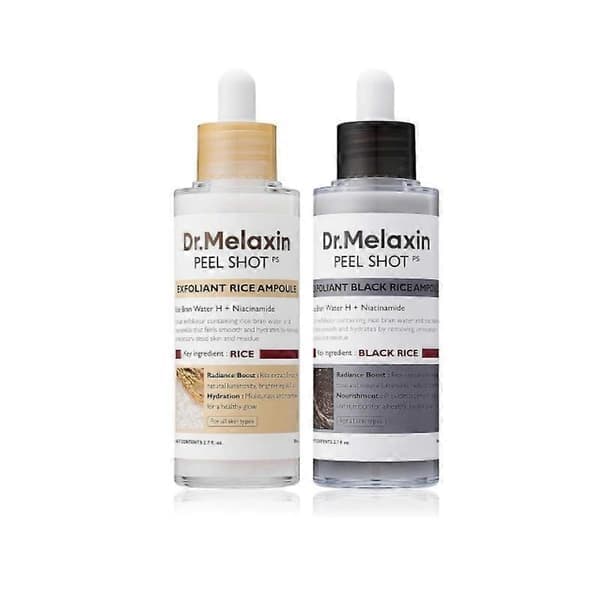 Peel Shot Glow Rice Ampoule Duo Vit ris Svart ris ampull Mjuk exfolierande ansikts- och kroppsskrubb Borttagning av döda hudceller, pormaskar för