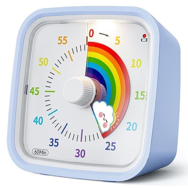 Lollanda Visuell Timer 60 Minuter för Klassrum och Barn, Tecknat Motiv Justerbar Volym