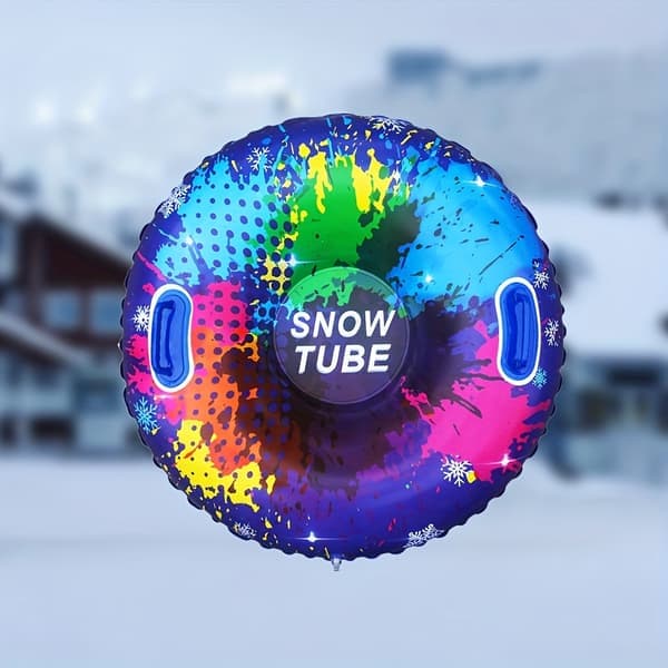 Kraftig PVC Uppblåsbar Snowboard med Portabelt Handtag - Säkerhetsdesign utan Vinkel, Hopfällbar Snösläde för Skidåkning, Snowboardåkning,