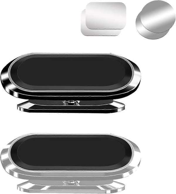 2 Stycken Magnetisk Biltelefonhållare, Supermagnet 360 Justerbar Mobiltelefonhållare, Halkfri Smartphonehållare för Universal Bil (Svart & Silver)