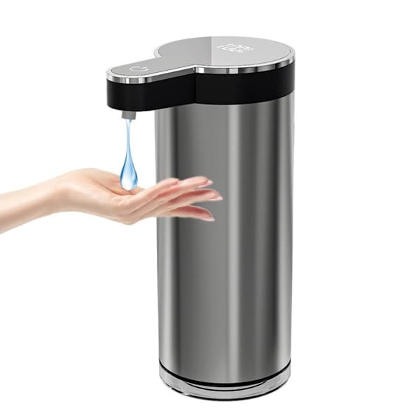 Rostfritt stål beröringsfri automatisk tvåldispenser 400ML USB-uppladdningsbar 0,3s sensor djupgrå för kök och badrum