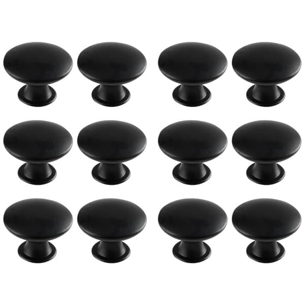 Skåpshandtag lådhandtag knoppar med skruvar 12-pack Black
