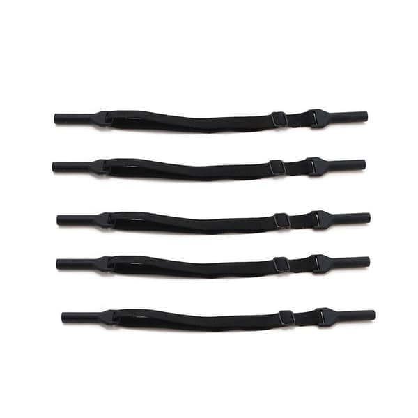 Ögonsnoddar för vuxna kompatibelt med glasögon 5-pack justerbara svarta elastiska band med metallkedja för halkskydd och fastsättning Black