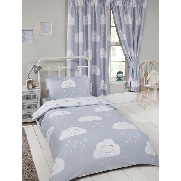 Bedding & Beyond Happy Clouds Påslakanset Enkelsäng Grå/Vit