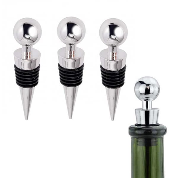 3-Pack Vinkork i Metall - Vinpropp Vinförslutare Silver