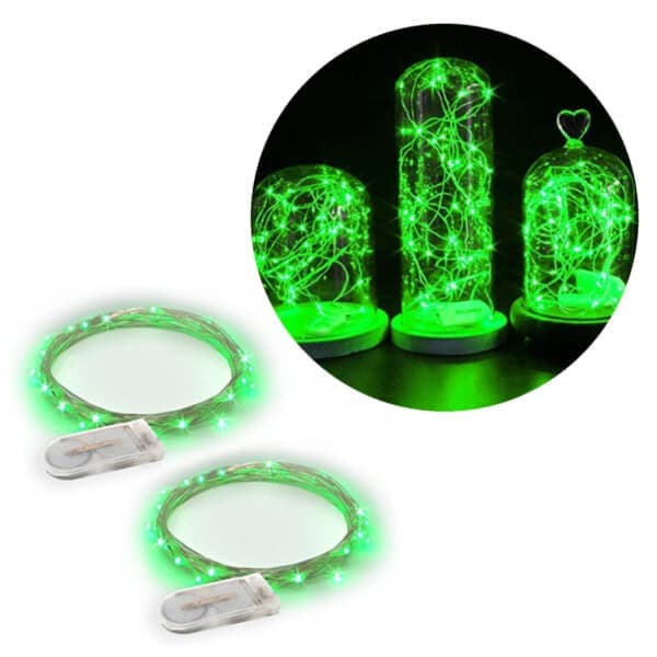 2-Pack 1m Mini LED Ljusslinga Batteridriven Grön