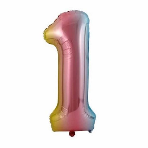 Stor Sifferballong Flerfärgad Regnbåge Födelsedag Fest 102cm 1