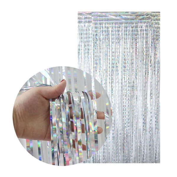 Glitterdraperi Metallic Silver 3-Pack [3x2m] för Fest Födelsedag