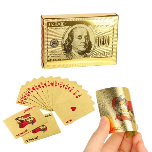 Guldpläterade Spelkort Poker Kortlek i Guld Dollar
