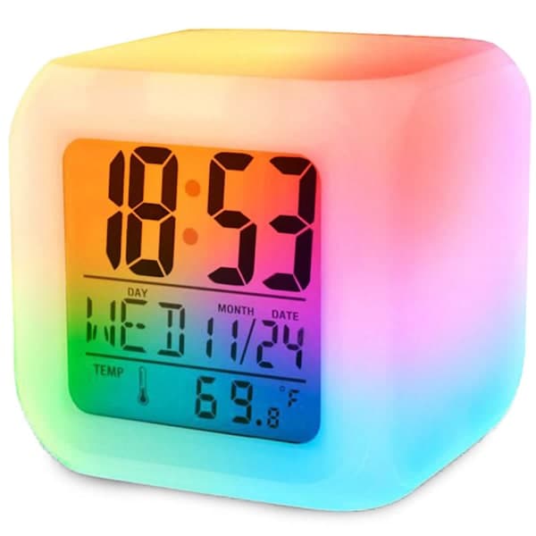 Väckarklocka RGB LED Nattlampa Alarmklocka