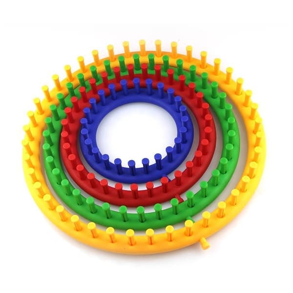 Rund Stickningsram Set Hantverksset DIY-verktyg med virknål 4 Delar Plast Stickningsram Set Hatt Halsduk Sjal Tröja Strumpor och Filt