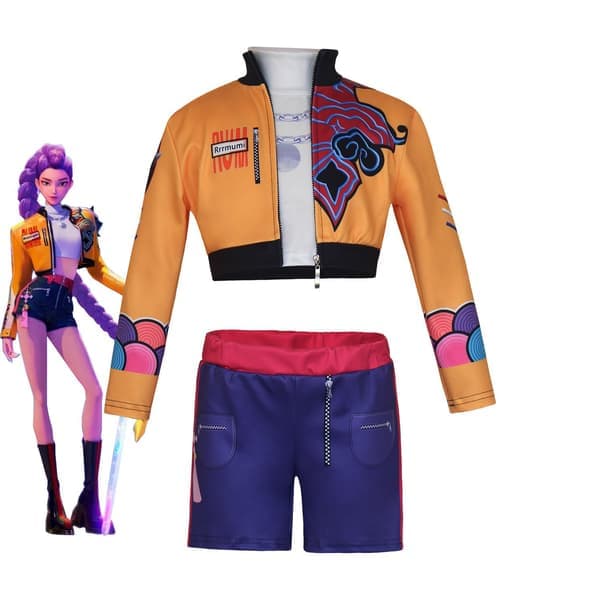 Mira Zoi Rumi Cosplay Kostym | Demon Slayer Anime Halloween Rumi Familjekostym (Jacka + Foder + Shorts)