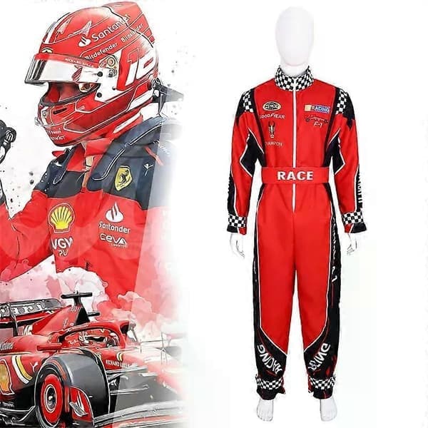 Vuxen Racer Cosplay Kostym Män Röd Jumpsuit Kvinnor Racerförare Utklädnad - Perfekt