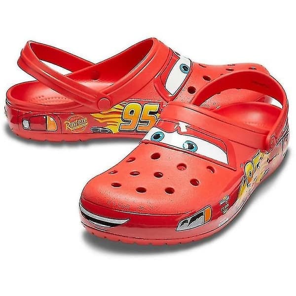 UNISEX Crocs Classic Clogs Lightning McQueen Bil Hål Skor Tofflor 100% Ny-Perfekt