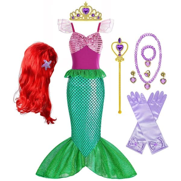 Liten Flicka Sjöjungfru Kostym Utklädningsklänning Barnfest Klänning Cosplay Barn Jul Födelsedag Kostym - Perfekt