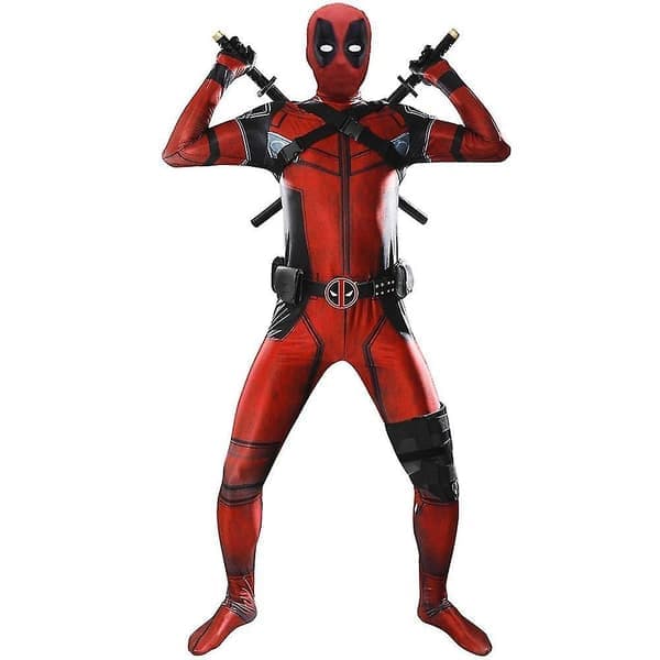 Deadpool Cosplay Kostym Barn Vuxen Kostym Anime Superhjälte Cosplay Dödsgarde Anime Vuxen Kläder Tights Hatt Tillbehör Anime 3 st